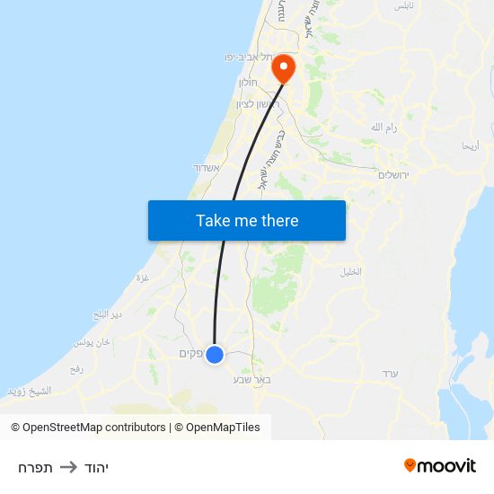 תפרח to יהוד map