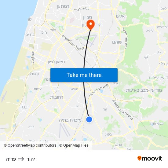 פדיה to יהוד map