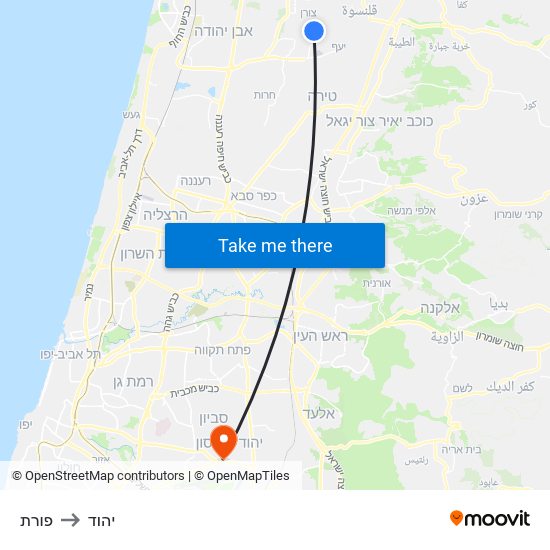 פורת to יהוד map