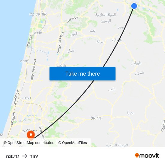 גדעונה to יהוד map