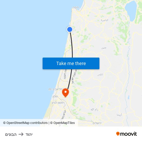 הבונים to יהוד map