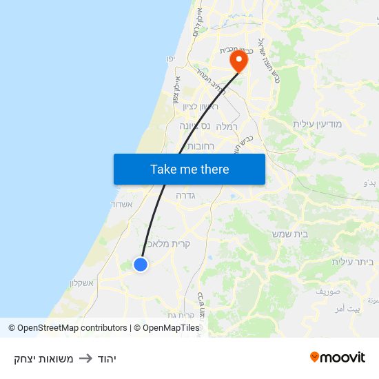 משואות יצחק to יהוד map