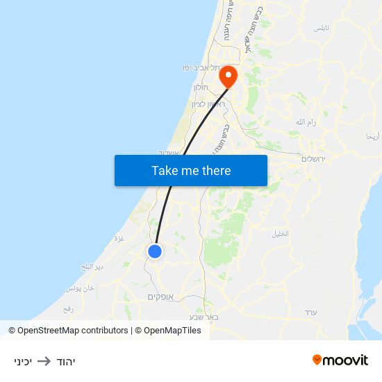 יכיני to יהוד map
