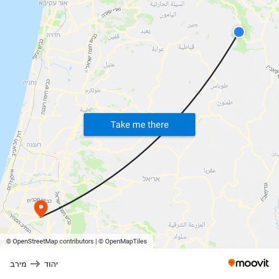 מירב to יהוד map