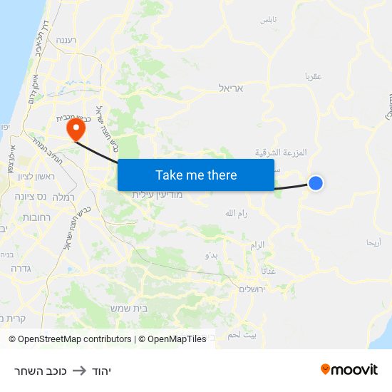 כוכב השחר to יהוד map