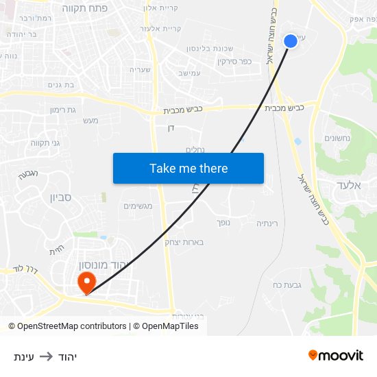 עינת to יהוד map