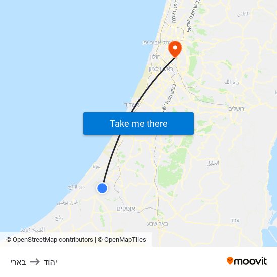 בארי to יהוד map
