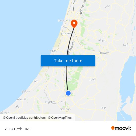 דבירה to יהוד map