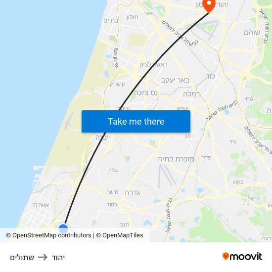 שתולים to יהוד map