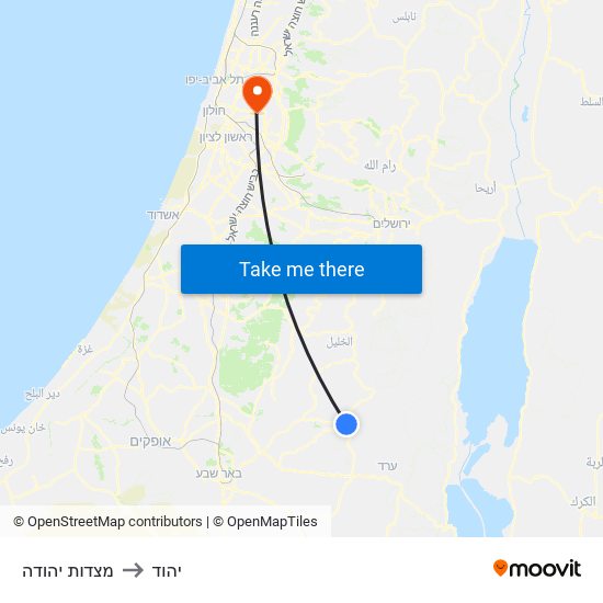 מצדות יהודה to יהוד map