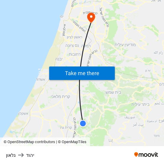 גלאון to יהוד map