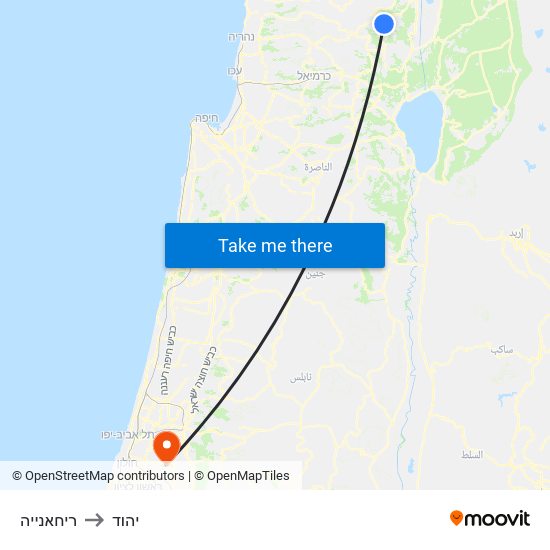 ריחאנייה to יהוד map