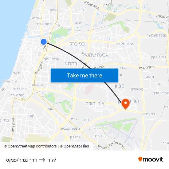 דרך נמיר/פנקס to יהוד map