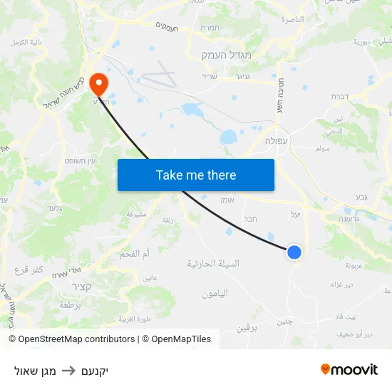 מגן שאול to יקנעם map