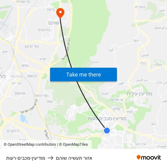 מודיעין-מכבים-רעות to אזור תעשיה שוהם map