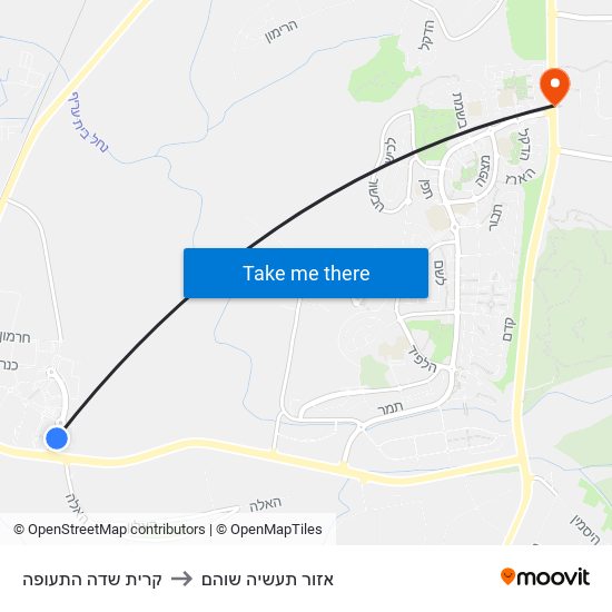 קרית שדה התעופה to אזור תעשיה שוהם map