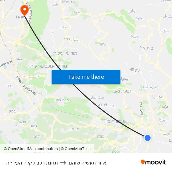 תחנת רכבת קלה העירייה to אזור תעשיה שוהם map