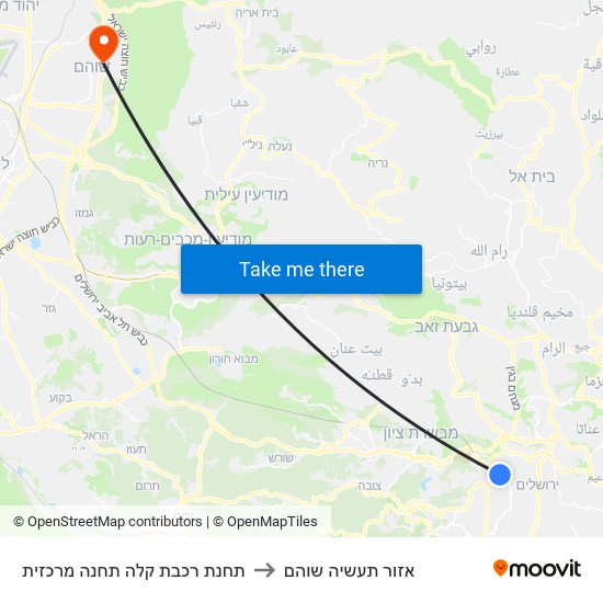 תחנת רכבת קלה תחנה מרכזית to אזור תעשיה שוהם map