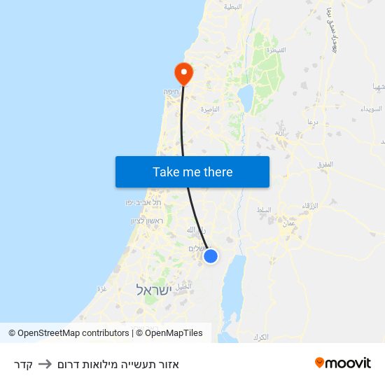 קדר to אזור תעשייה מילואות דרום map