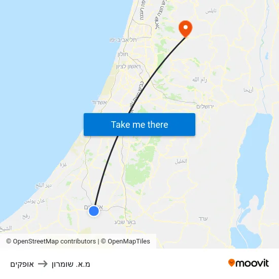 אופקים to מ.א. שומרון map
