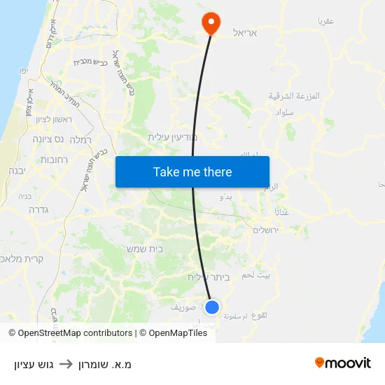 גוש עציון to מ.א. שומרון map