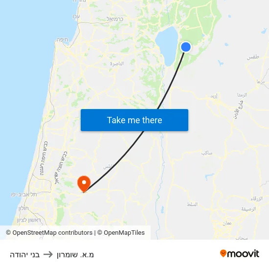 בני יהודה to מ.א. שומרון map