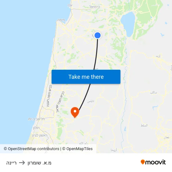 ריינה to מ.א. שומרון map