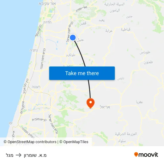 מגל to מ.א. שומרון map