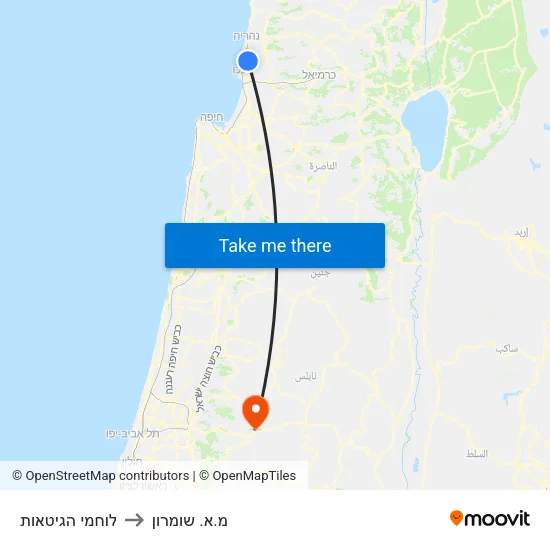 לוחמי הגיטאות to מ.א. שומרון map