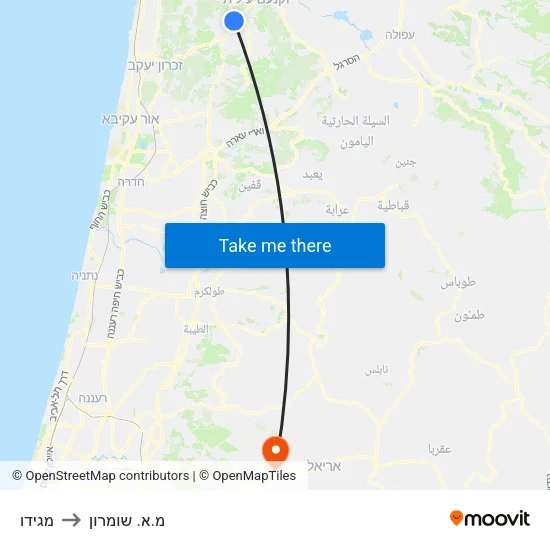 מגידו to מ.א. שומרון map