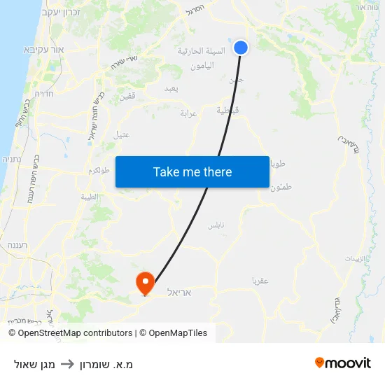 מגן שאול to מ.א. שומרון map