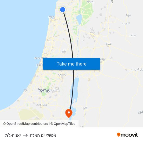 יאנוח-ג'ת to מפעלי ים המלח map