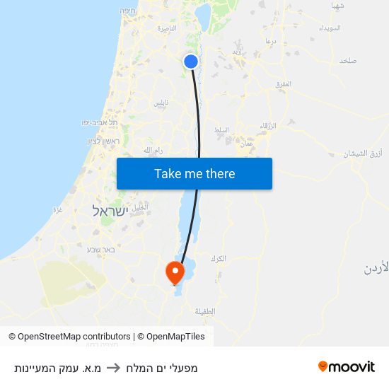 מ.א. עמק המעיינות to מפעלי ים המלח map