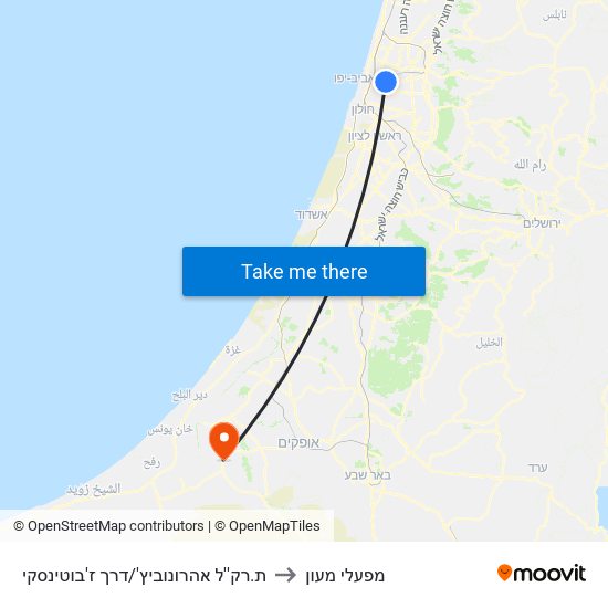 ת.רק''ל אהרונוביץ'/דרך ז'בוטינסקי to מפעלי מעון map