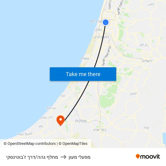 מחלף גהה/דרך ז'בוטינסקי to מפעלי מעון map