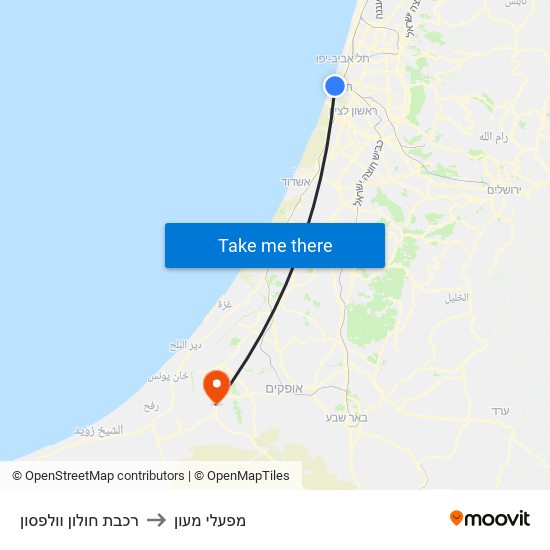 רכבת חולון וולפסון to מפעלי מעון map