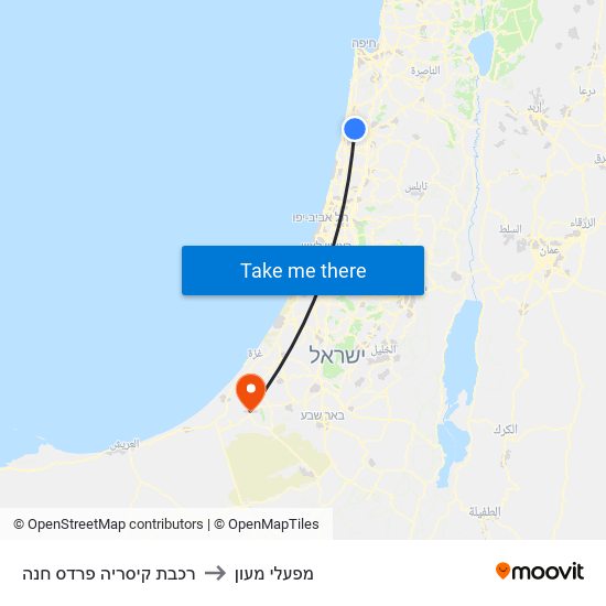 רכבת קיסריה פרדס חנה to מפעלי מעון map