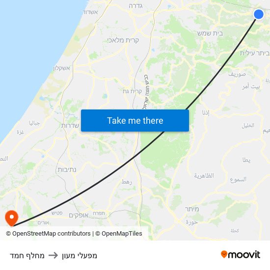 מחלף חמד to מפעלי מעון map