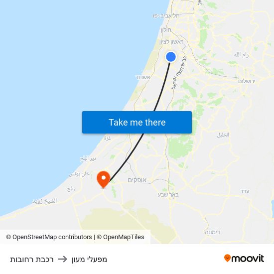 רכבת רחובות to מפעלי מעון map