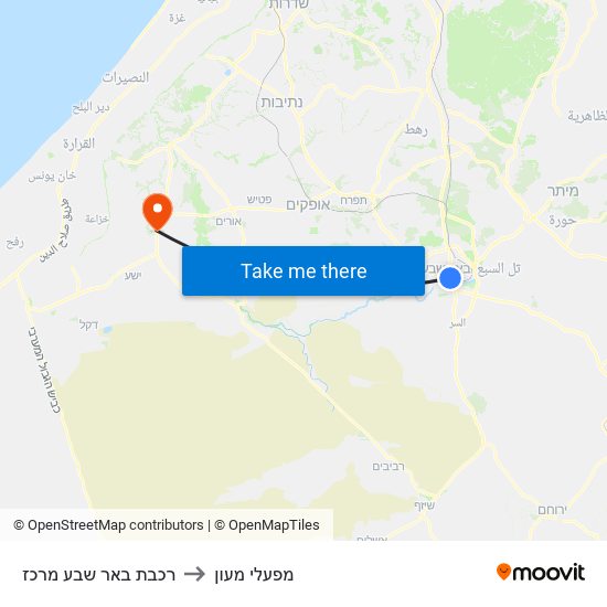 רכבת באר שבע מרכז to מפעלי מעון map