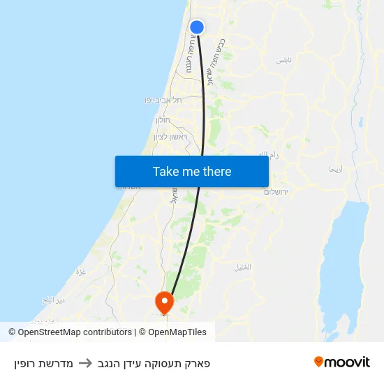 מדרשת רופין to פארק תעסוקה עידן הנגב map