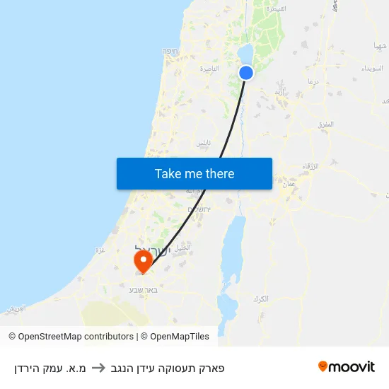 מ.א. עמק הירדן to פארק תעסוקה עידן הנגב map