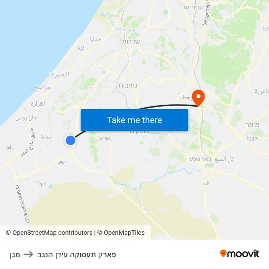 מגן to פארק תעסוקה עידן הנגב map