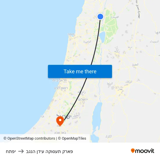 יפתח to פארק תעסוקה עידן הנגב map