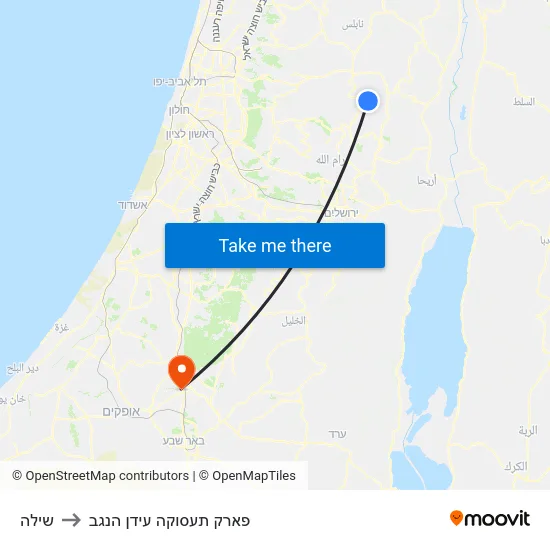 שילה to פארק תעסוקה עידן הנגב map