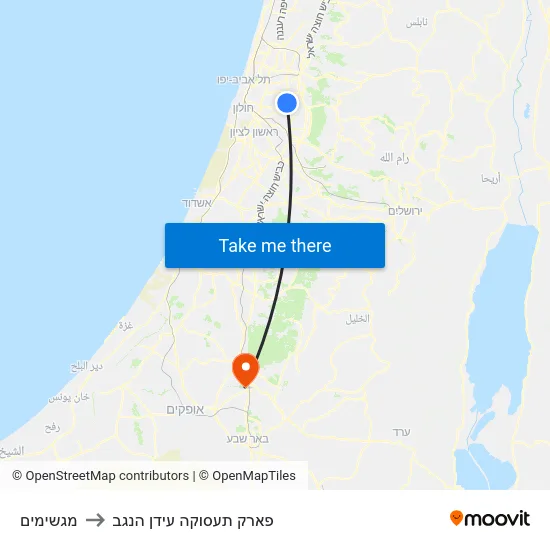 מגשימים to פארק תעסוקה עידן הנגב map