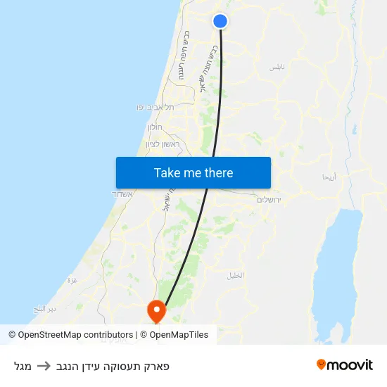 מגל to פארק תעסוקה עידן הנגב map