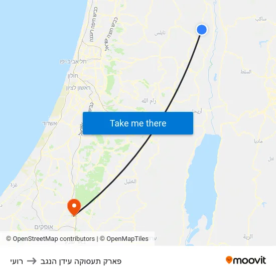 רועי to פארק תעסוקה עידן הנגב map