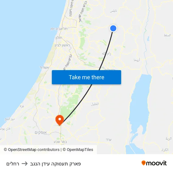 רחלים to פארק תעסוקה עידן הנגב map