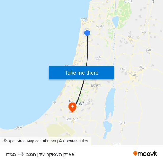 מגידו to פארק תעסוקה עידן הנגב map